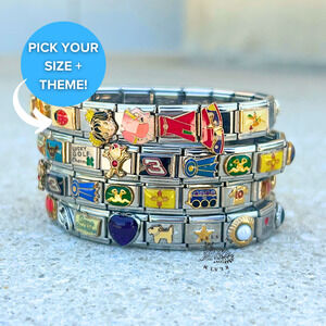 THEMED + SIZED Italian Charm Bracelet Stainless Steel Y2K Jewelry Handmade Gift